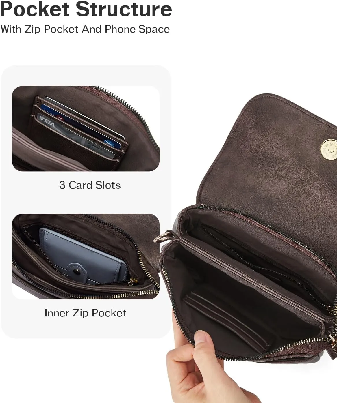 CHOLISS Small Crossbody Bags for Women, Vegan Leather Cell Phone Purse, Mini Travel Purse with Adjustable Strap