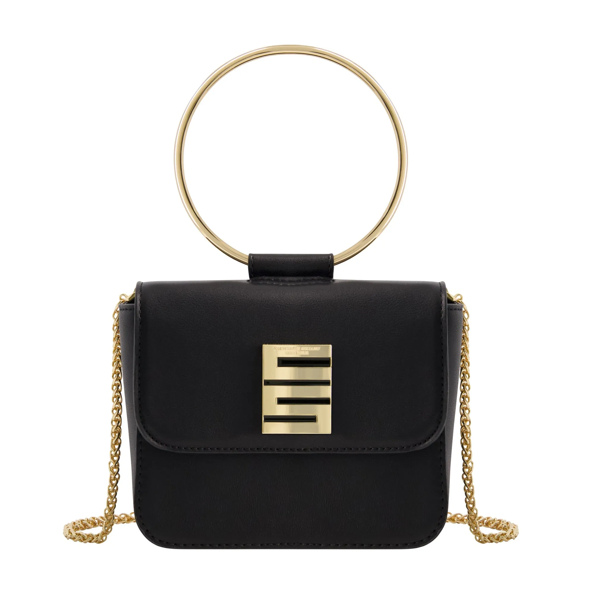 Christian Siriano New York Ring Handle Mini Flap Crossbody - Black