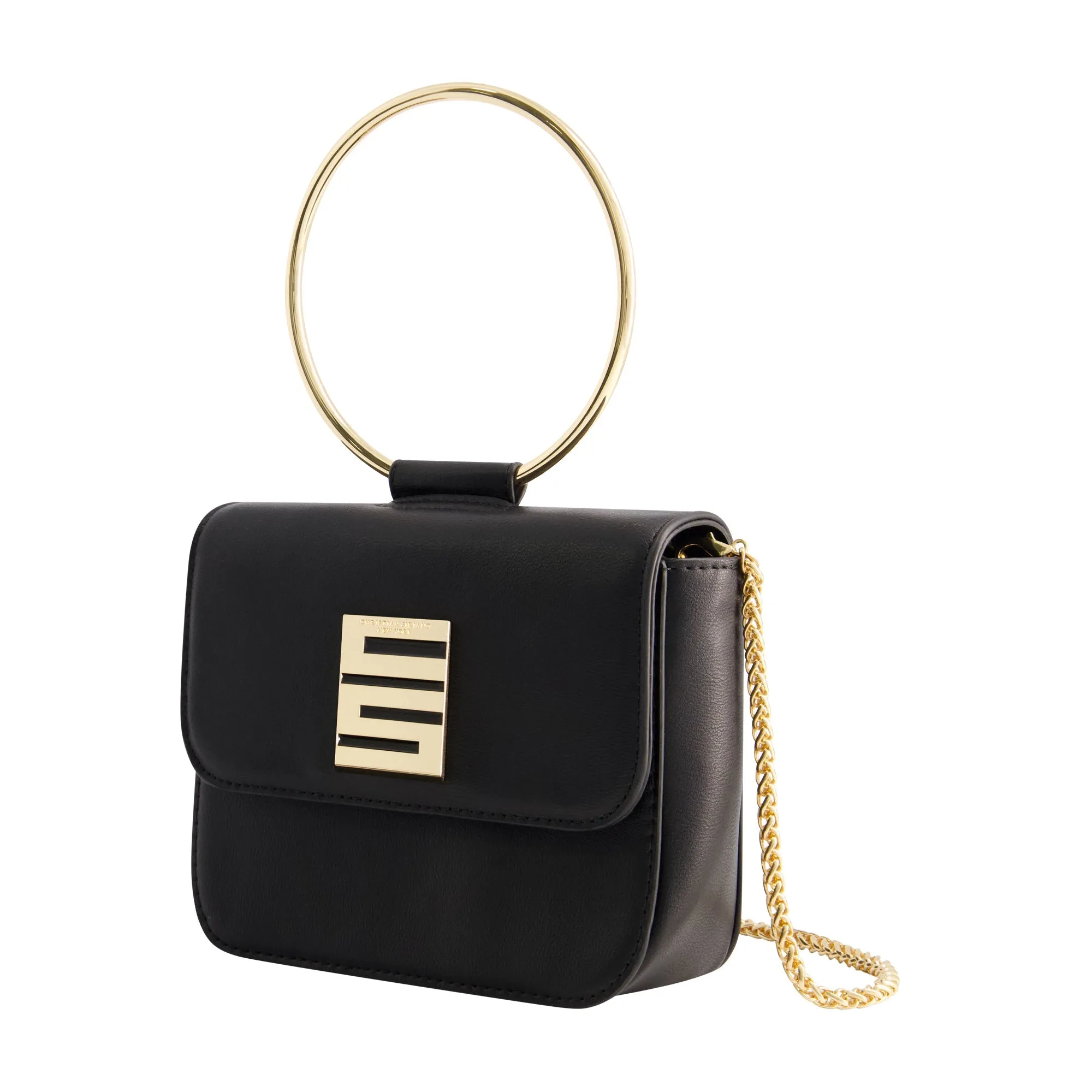 Christian Siriano New York Ring Handle Mini Flap Crossbody - Black