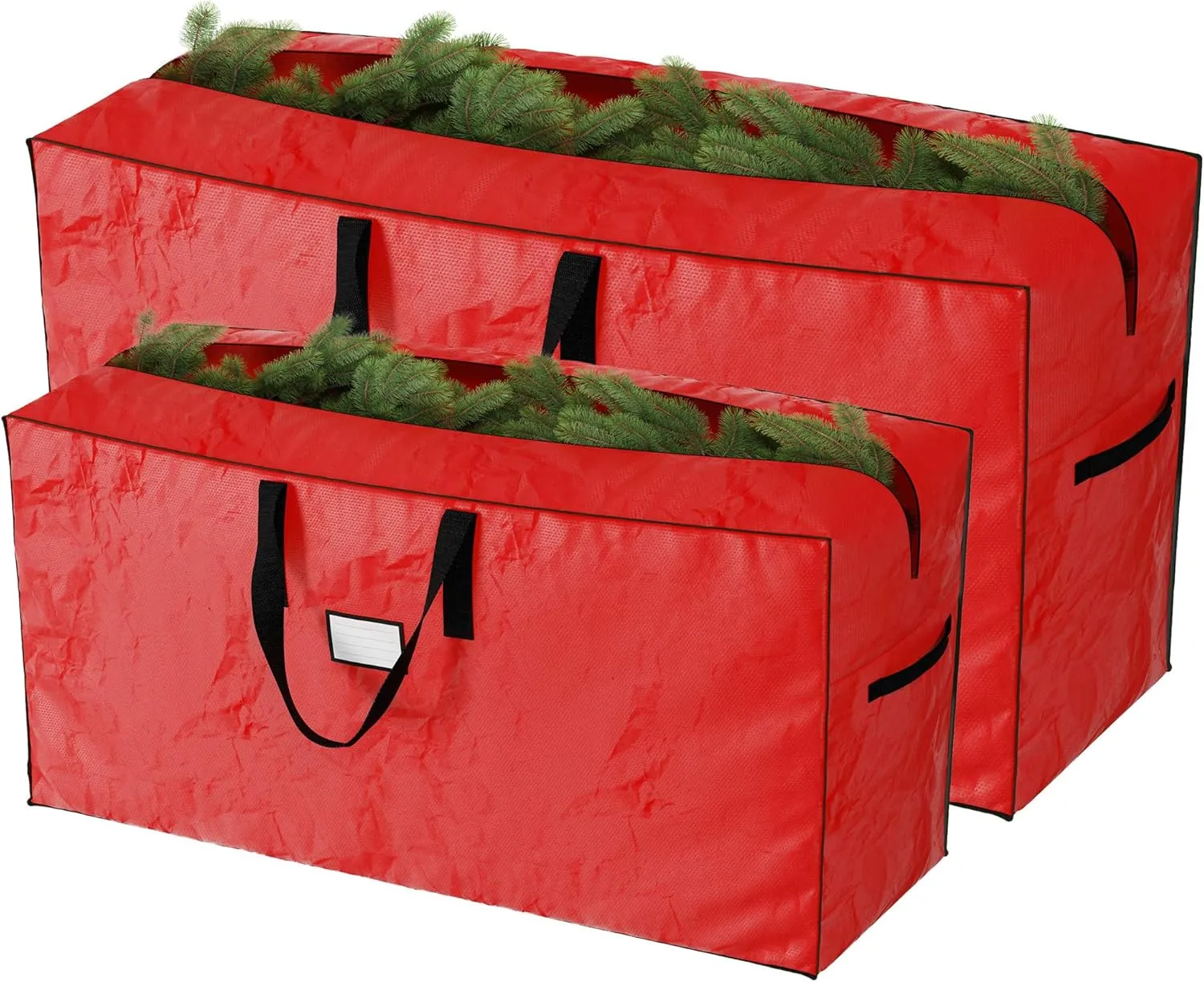 Christmas Tree Storage Bag-2 Pack-Fits 7.5 Ft Artificial Tree Each-Protect Holiday Decorations & Inflatables from Moisture & Damage by Elf Stor (Red)