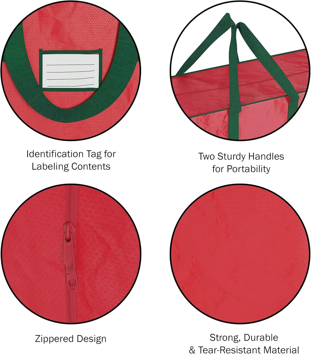 Christmas Tree Storage Bag Set - Set of 2 Bags for 7.5-Foot Artificial Trees - Protects Holiday Decorations and Inflatables by Elf Stor (Red)