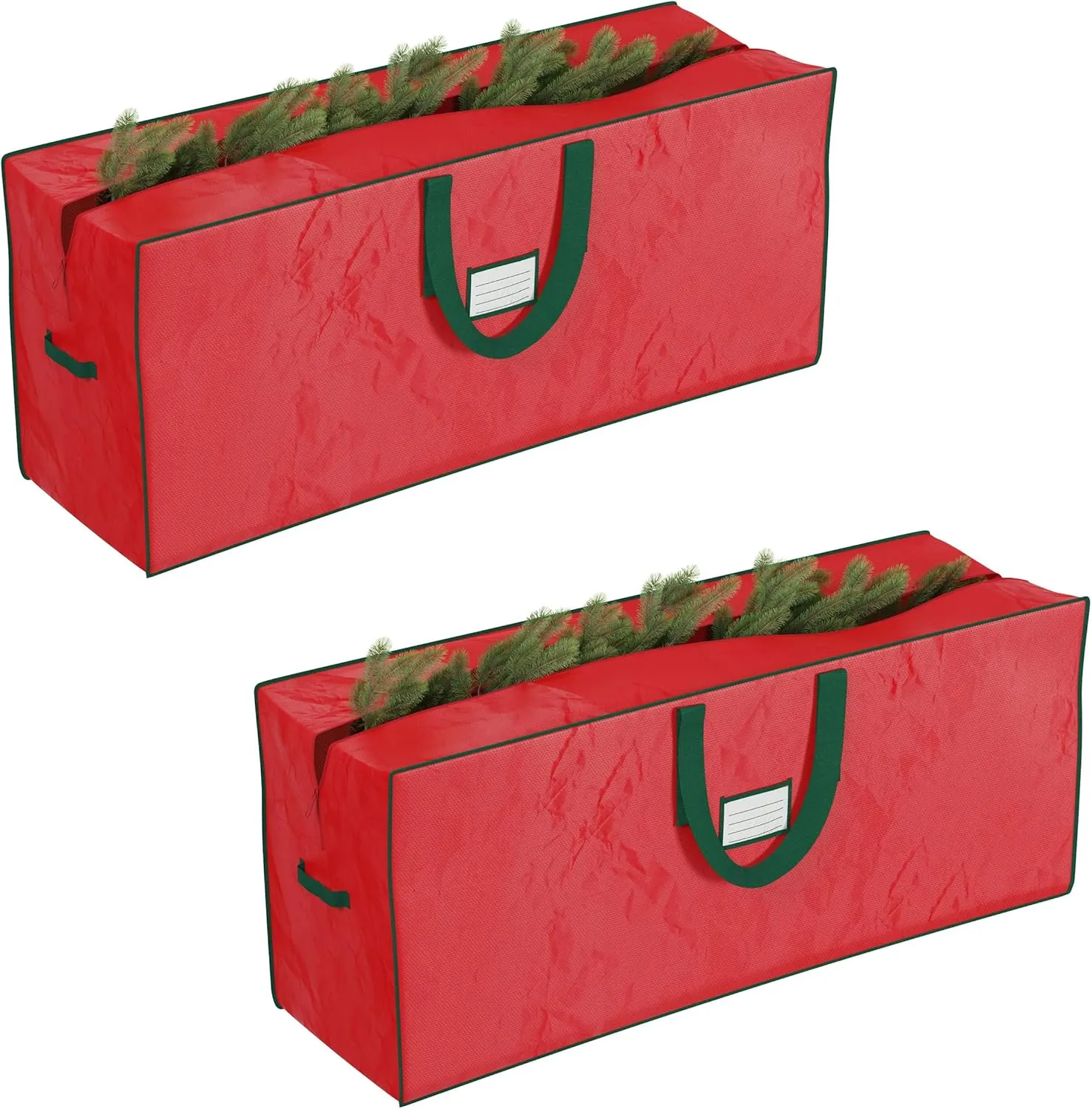 Christmas Tree Storage Bag Set - Set of 2 Bags for 7.5-Foot Artificial Trees - Protects Holiday Decorations and Inflatables by Elf Stor (Red)