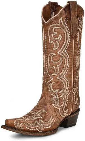 Circle G LADIE'S BROWN SEQUENCE EMBROIDERY, SNIP TOE, LEATHER SOLE, WESTERN, L5893