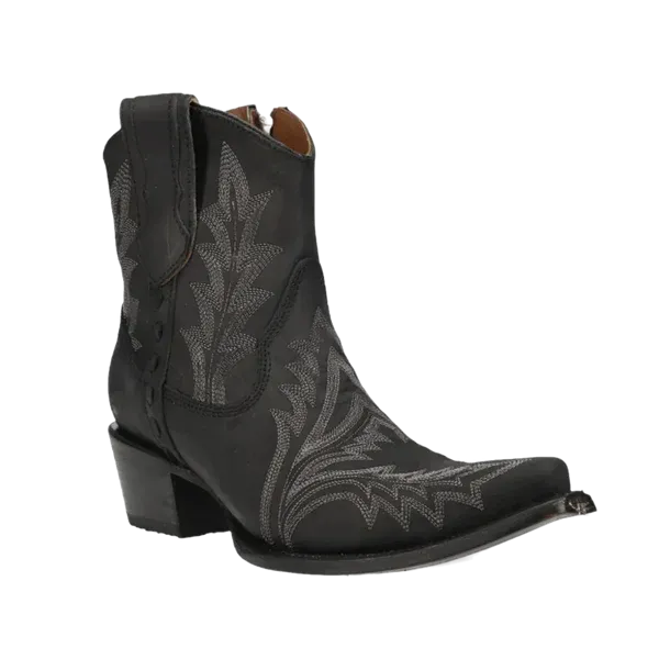 Circle G LD Black Embroidery & Zipper Ankle Bootie