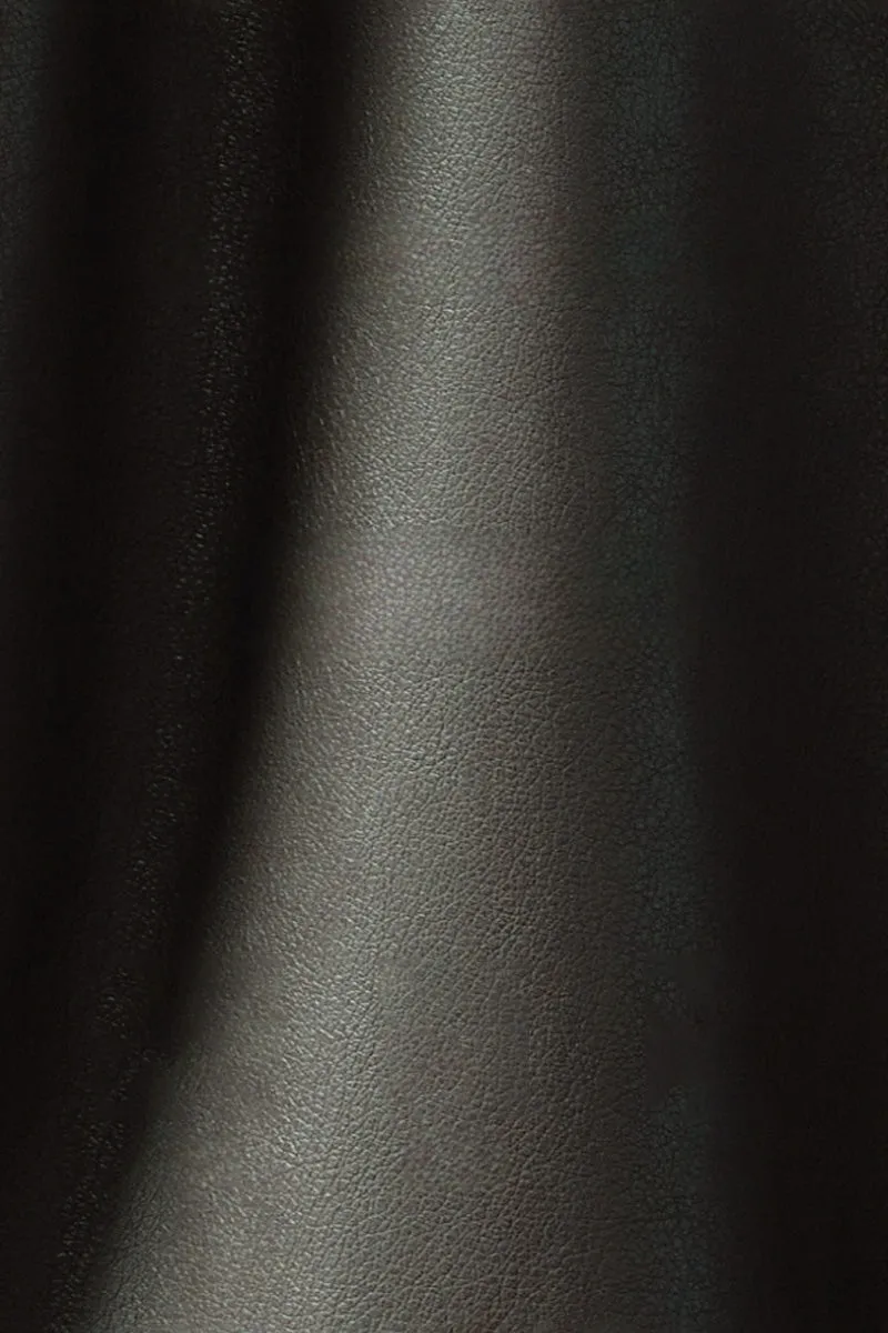Classic Faux Leather Bomber Jacket in Green