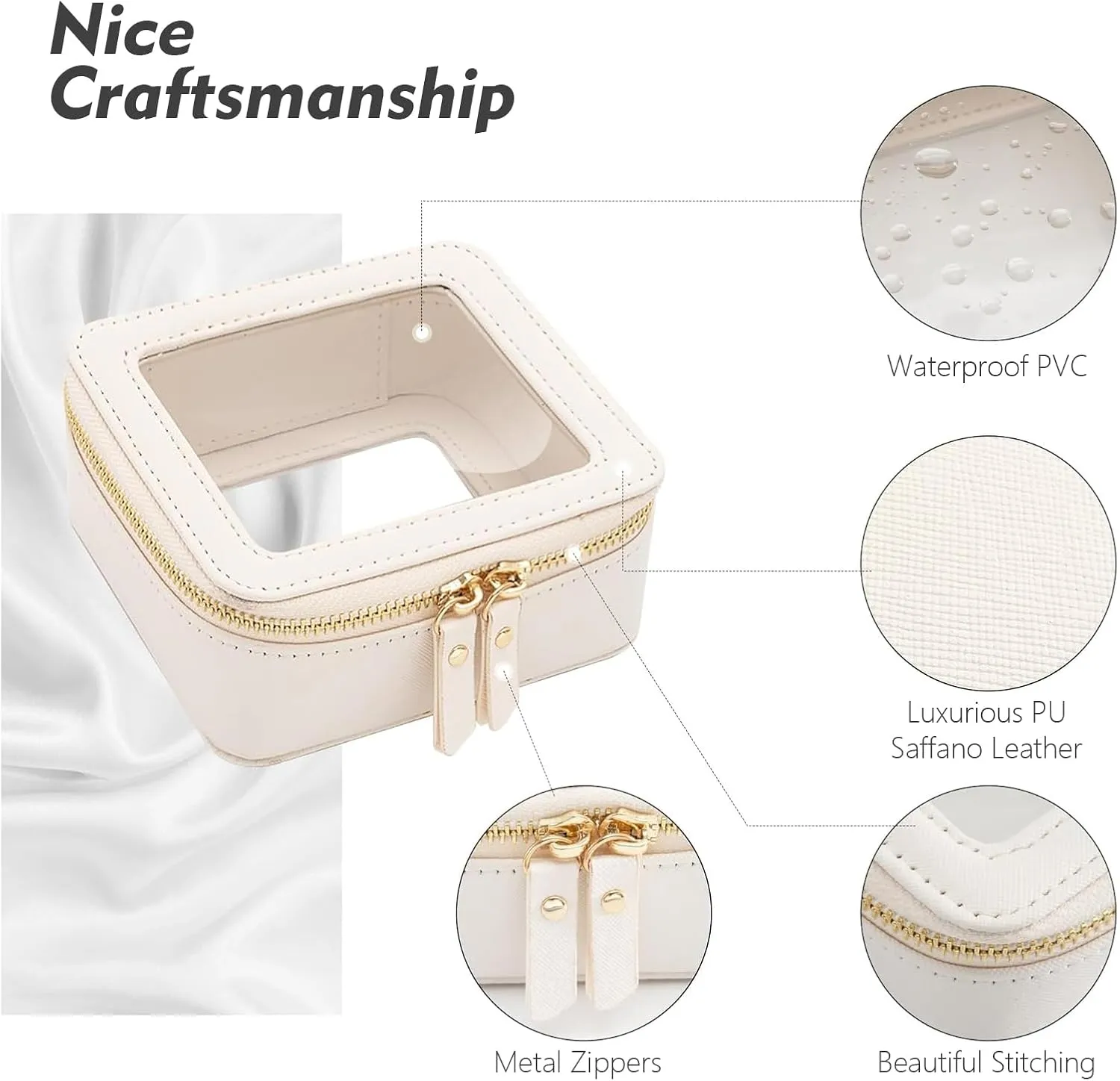 Clear Toiletry Bag and Mini Makeup Bag with Zipper Set is a Convenient, Waterproof Toiletry Bag for Travel and Essentials for Women on the Go(White, M MINI)