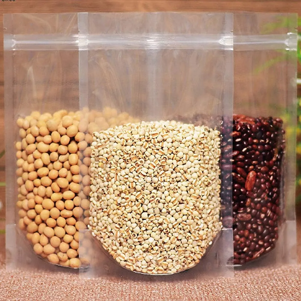 Clear Zipper Stand Up Pouch Bag,100Pcs 7.0x10.2 Heat Sealable Zip Lock Snack Food Tea Packing Pouches (7.0W x 10.2L, 100)