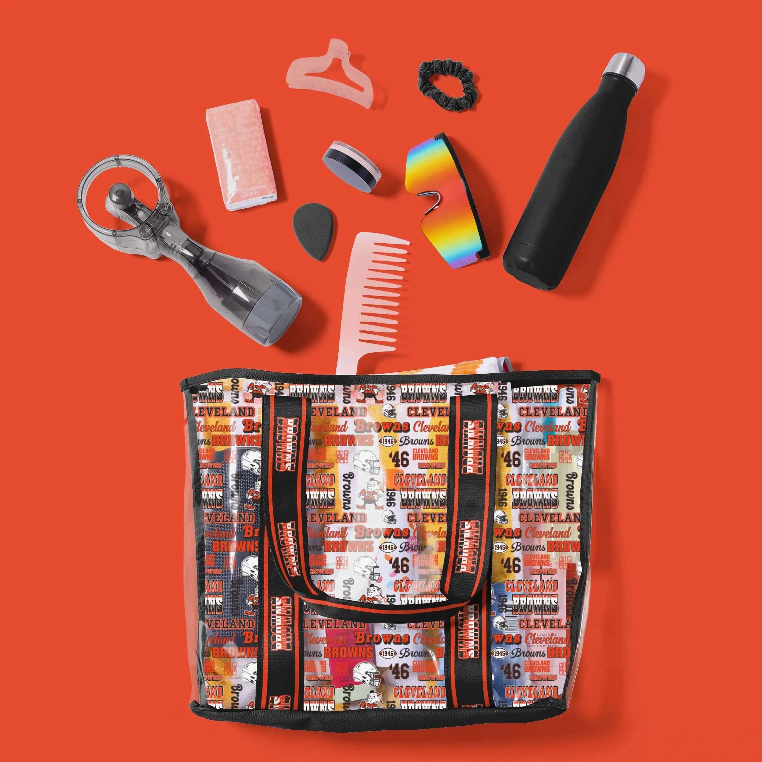 Cleveland Browns Repeat Retro Print Clear Tote Bag
