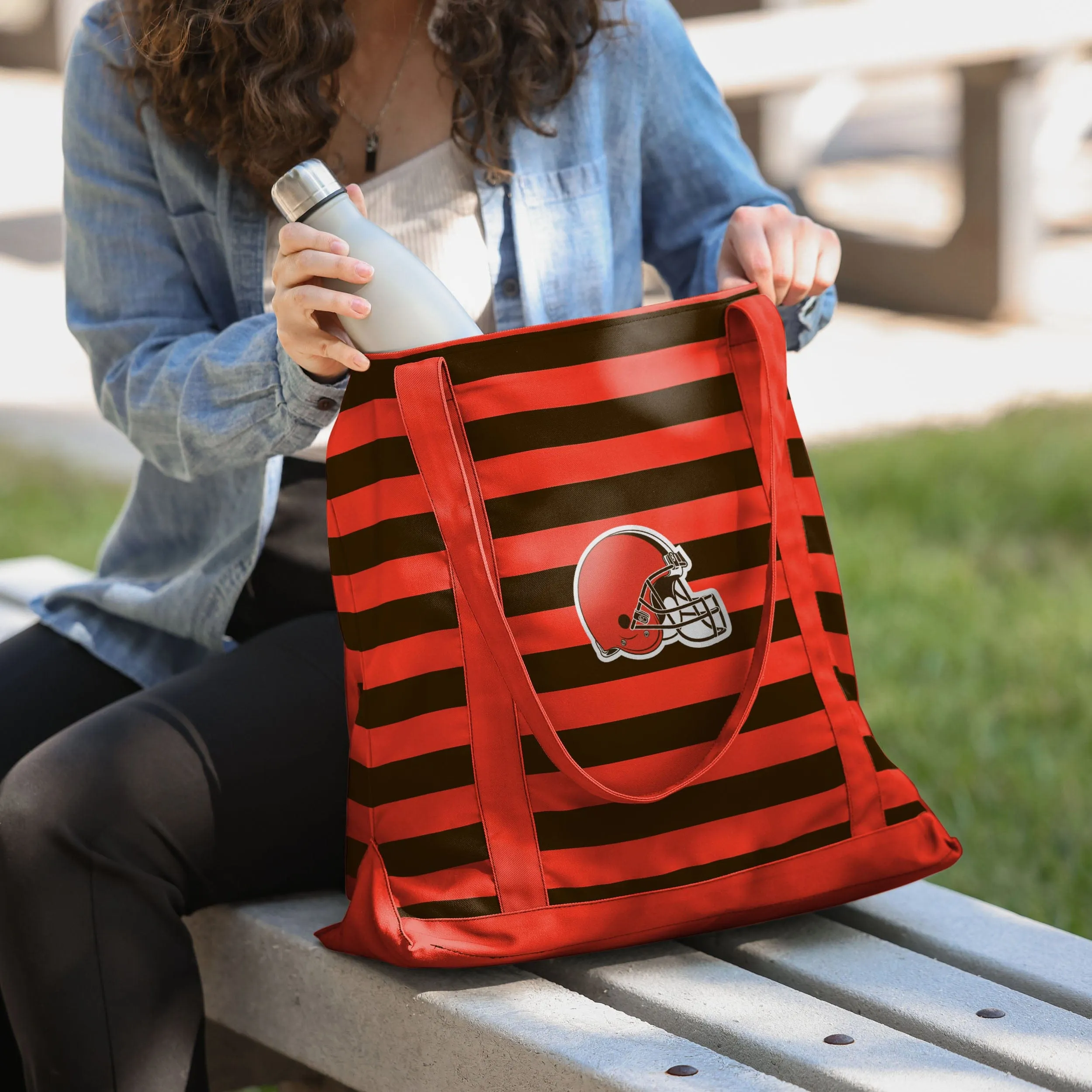 Cleveland Browns Team Stripe Canvas Tote Bag