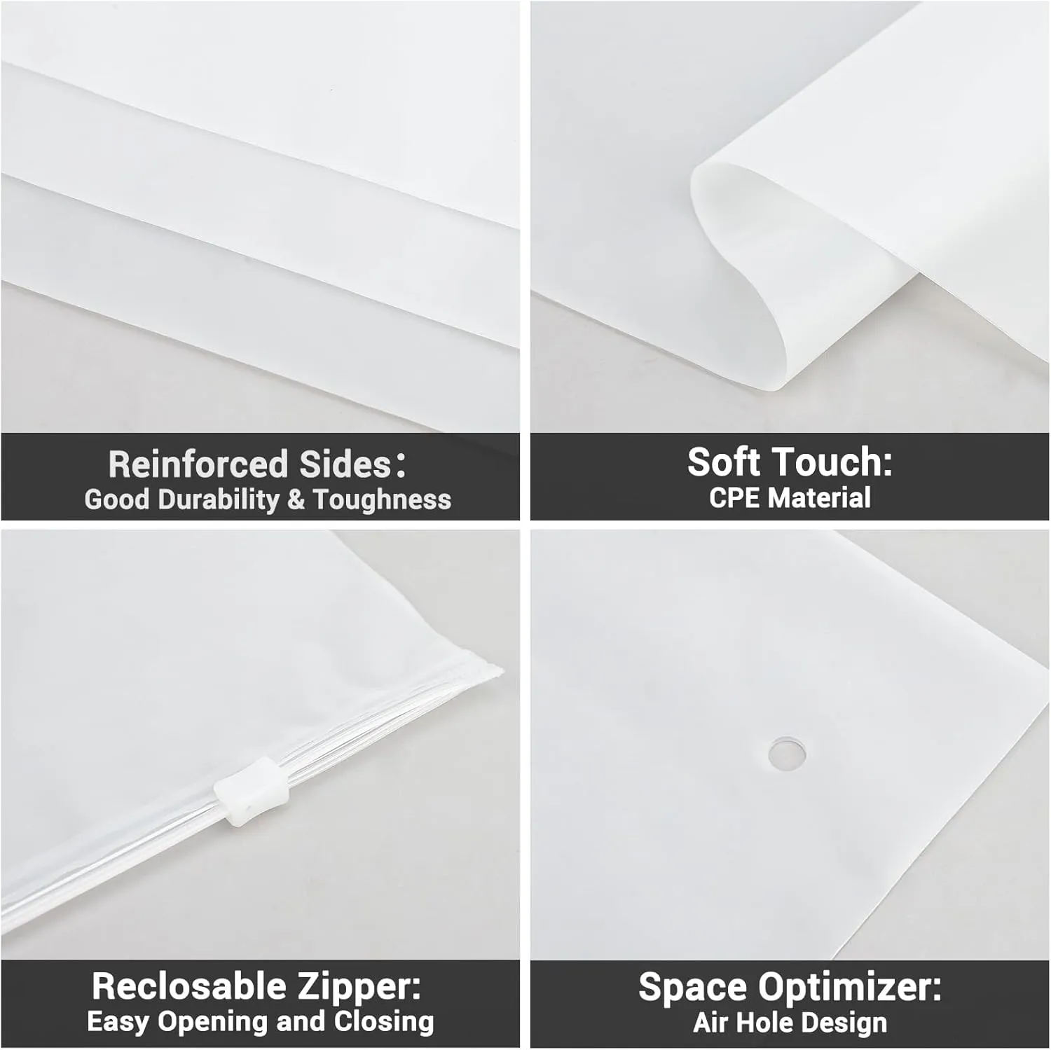 Clothing Bags, 25 Count 18x24 inch Jumbo Extra Large Frosted Zipper Plastic Bags for Clothes, Sweater Dress, Jacket, Backpack, T Shirt Packaging Shipping, 3 Mil, with Vent Holes