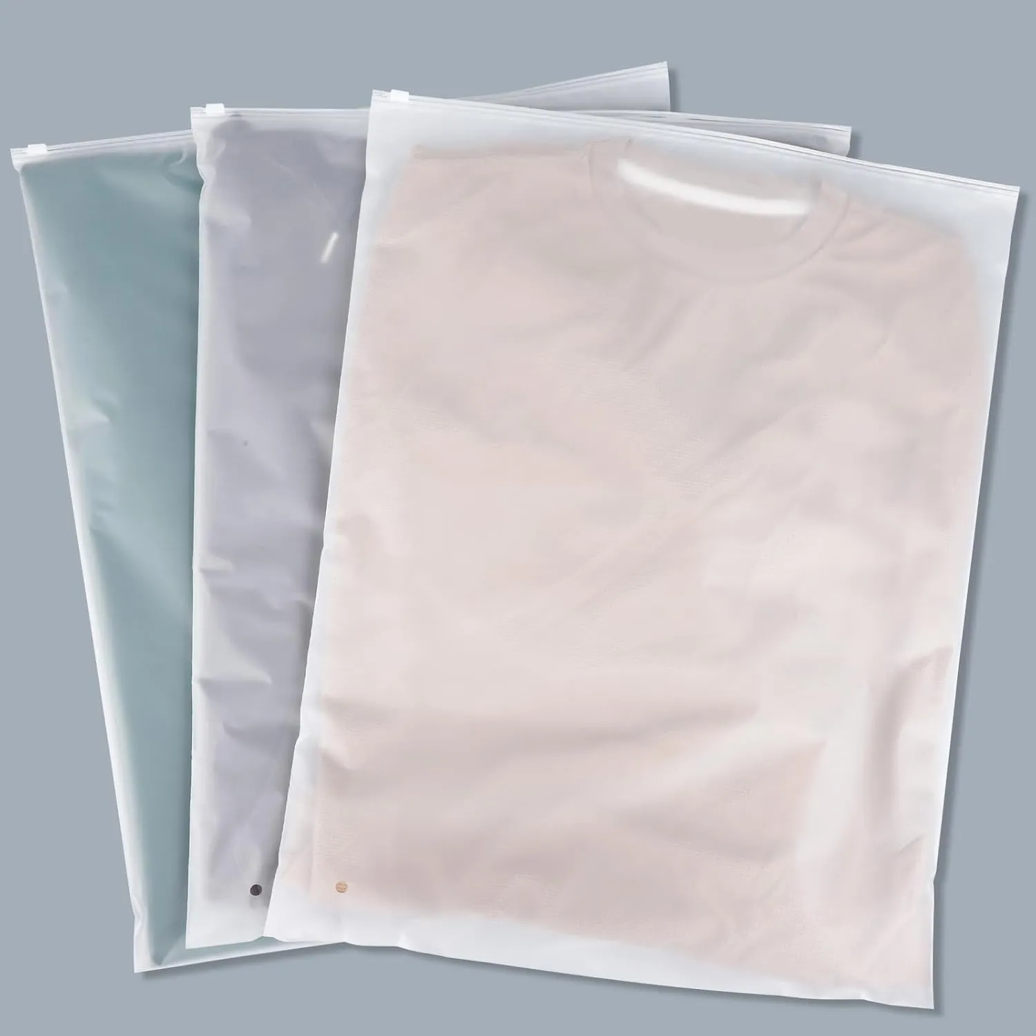 Clothing Bags, 25 Count 18x24 inch Jumbo Extra Large Frosted Zipper Plastic Bags for Clothes, Sweater Dress, Jacket, Backpack, T Shirt Packaging Shipping, 3 Mil, with Vent Holes