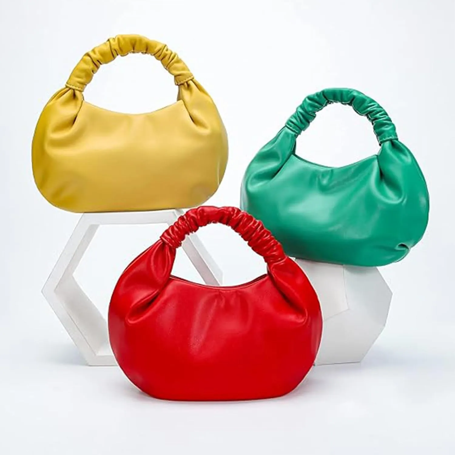 Cloud Pouch Bag Women Shoulder Handbag Soft Vegan Leather Vintage Hobo Mini Small Purses Ruched Cloud Bags