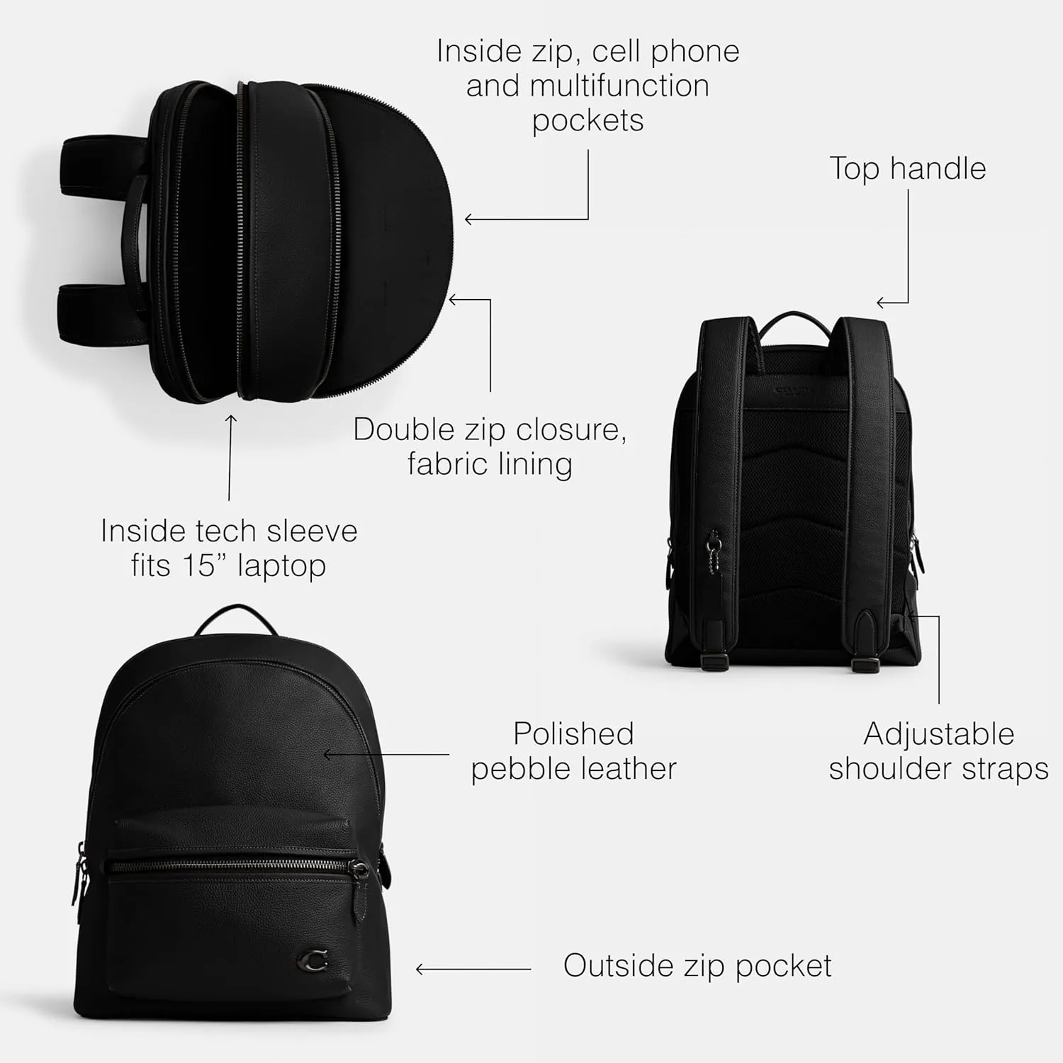 Coach Charter Backpack, Black