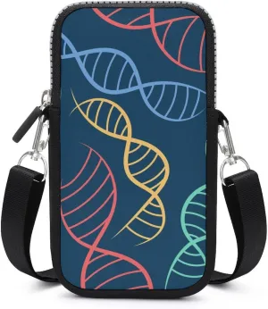 Colorful Scientific DNA Crossbody Cell Phone Purse Crossbody Mini Bag Fashion Phone Pouch Wallet with Detachable Strap, style, dfbhjf546