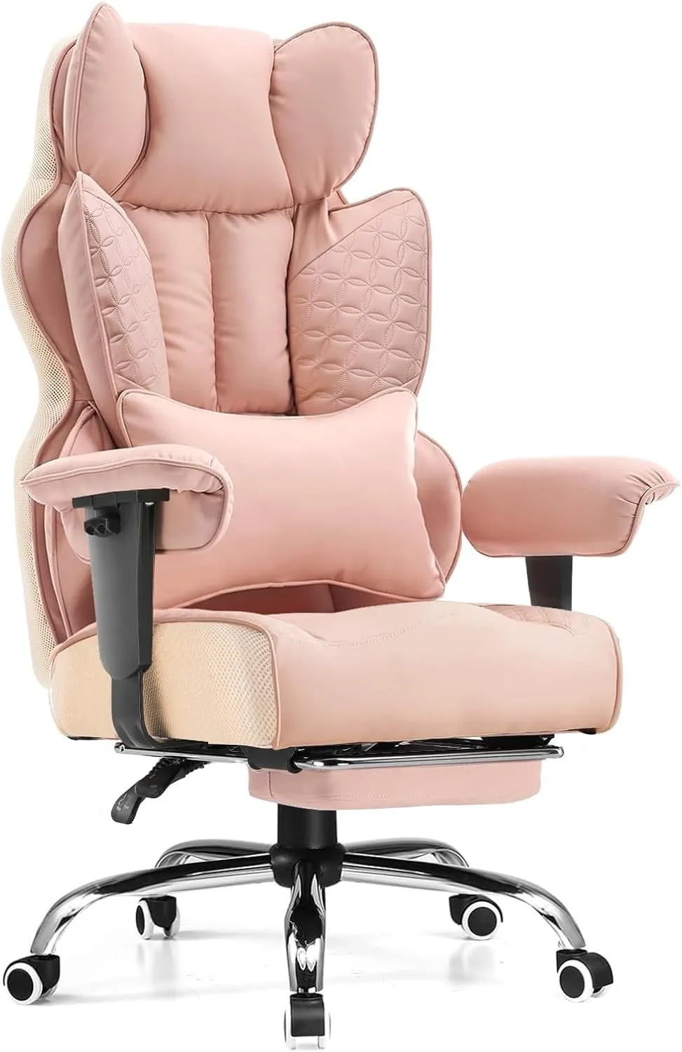 COMHOMA Big and Tall Office Chair 400LBS Wide Ergonomic Gaming Chair with Deluxe Embossing Designed Leather with Foot Rest,150°Reclining Adjustable Armrests Pocket Spring Back Support and Pillow