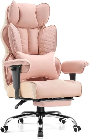 COMHOMA Big and Tall Office Chair 400LBS Wide Ergonomic Gaming Chair with Deluxe Embossing Designed Leather with Foot Rest,150°Reclining Adjustable Armrests Pocket Spring Back Support and Pillow