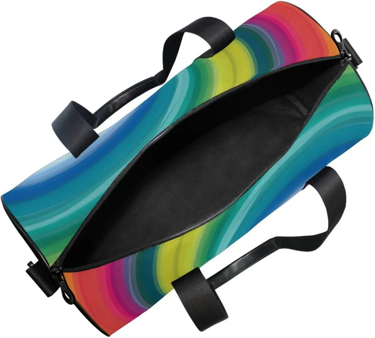 Concentric Rainbow, Spectrum Spirally Lines, Twisting Rotating lines Portable Gym Bag, Travel Bag, Luggage bag, Sports Bag, Toiletry Bag with Handles, Detachable Shoulder Strap 17.6 x 9 x 9 inch