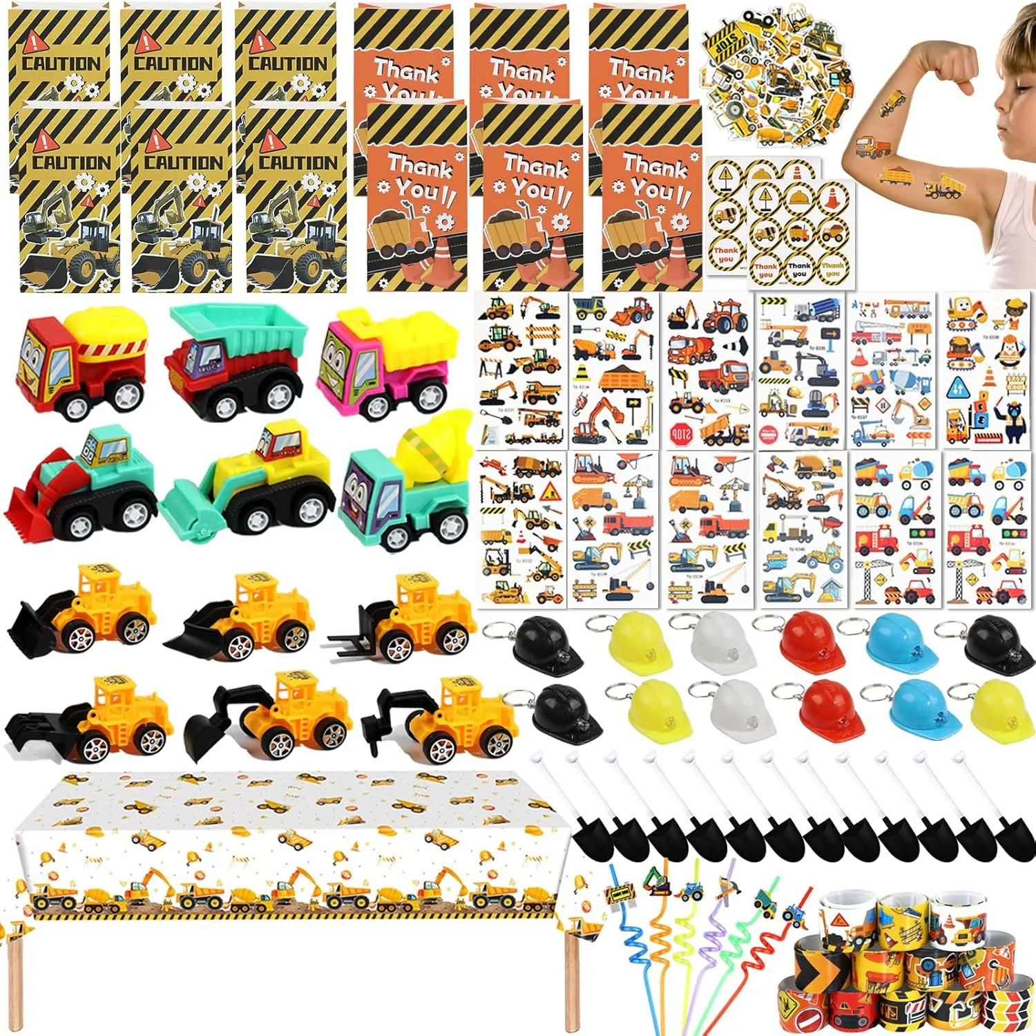 Construction Party Favors – Construction Party Bags Goodie Bag Stuffers Construction Themed Party Supplies for Kids, Birthday Party & Classroom Rewards for Boys and Girls