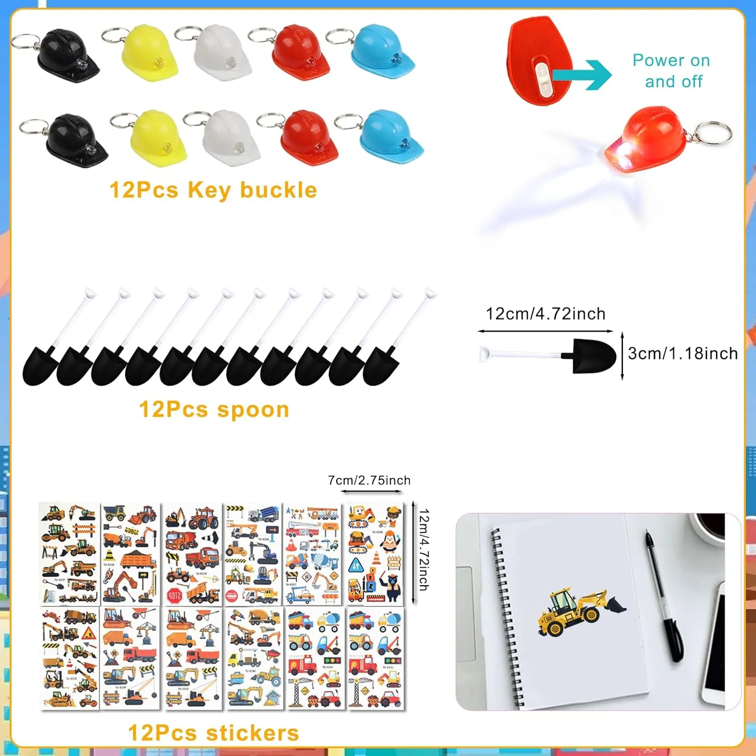 Construction Party Favors – Construction Party Bags Goodie Bag Stuffers Construction Themed Party Supplies for Kids, Birthday Party & Classroom Rewards for Boys and Girls