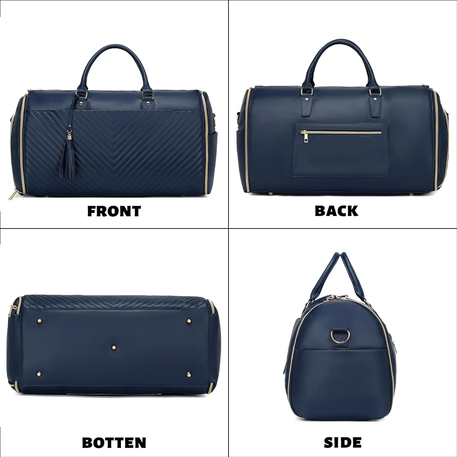 Convertible Carry on Garment Bag，PU Leather Garment Bags for Travel with Shoe Pouch 2 in 1 Hanging Suitcase Suit Ba