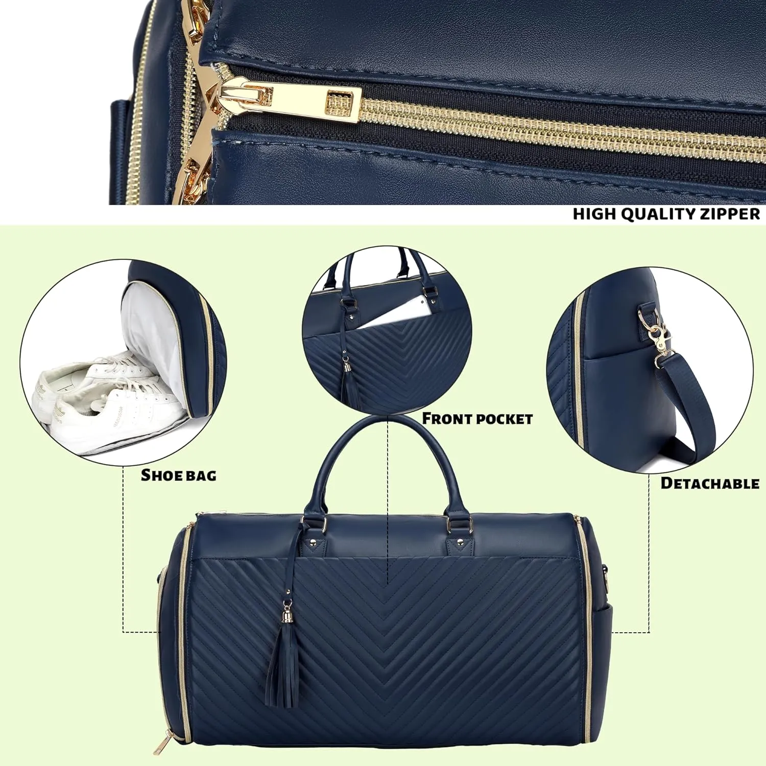 Convertible Carry on Garment Bag，PU Leather Garment Bags for Travel with Shoe Pouch 2 in 1 Hanging Suitcase Suit Ba