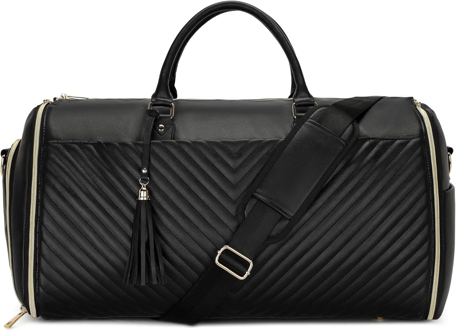 Convertible Carry on Garment Bag，PU Leather Garment Bags for Travel with Shoe Pouch 2 in 1 Hanging Suitcase Suit Ba
