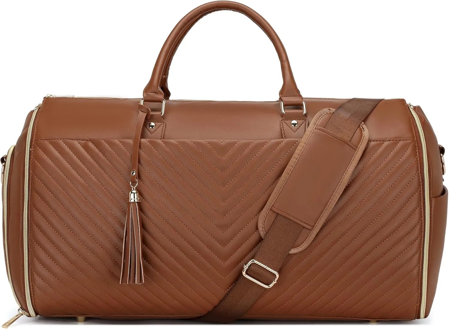 Convertible Carry on Garment Bag，PU Leather Garment Bags for Travel with Shoe Pouch 2 in 1 Hanging Suitcase Suit Ba