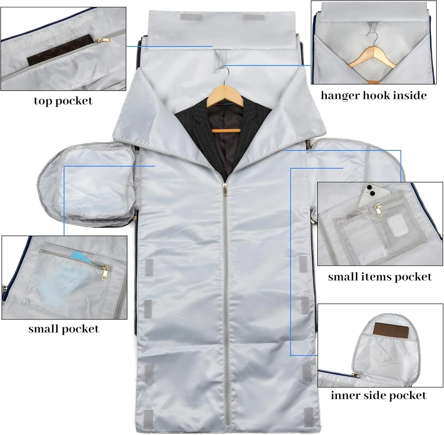 Convertible Carry on Garment Bag，PU Leather Garment Bags for Travel with Shoe Pouch 2 in 1 Hanging Suitcase Suit Ba