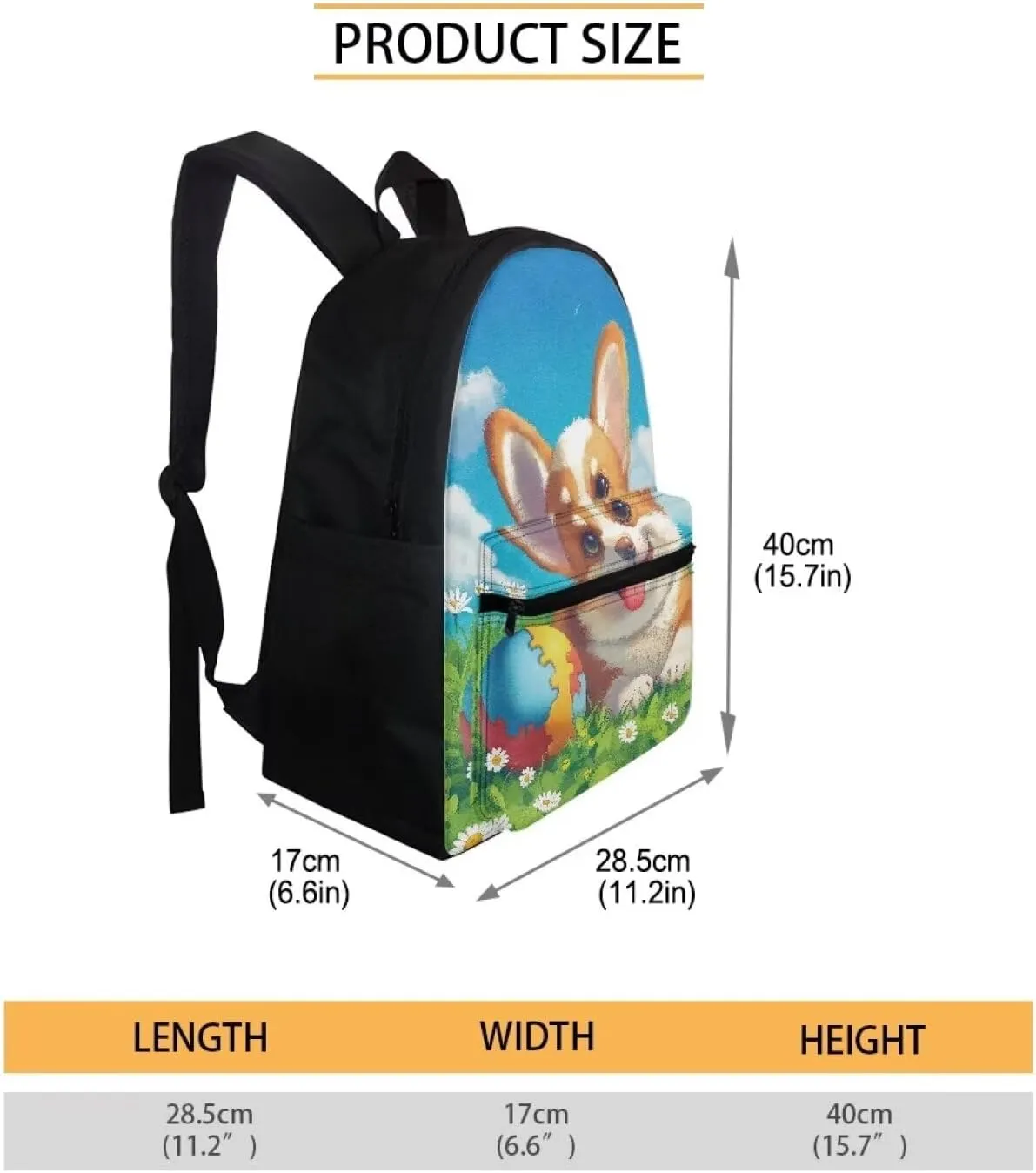 Corgi Backpack for Girls 10-12 with Lunchbox Cute Book Bags for Girls Teen Elementary Middle School Backpack Purse Lightweight Shoulder Bags Daypack