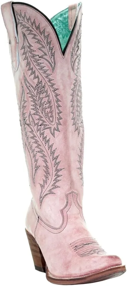 Corral Boots Women's Embroidery Tall Top Snip Toe Western Cowgirl Style Leather Boots