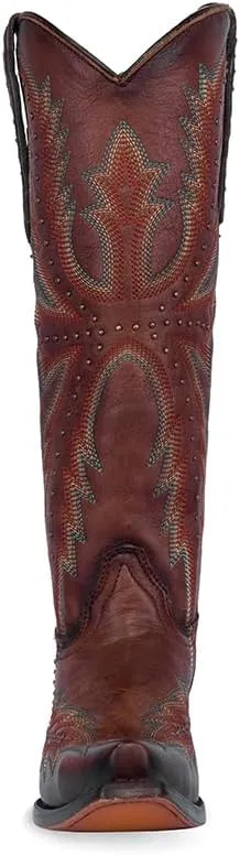 CORRAL LADIE'S BROWN EMBROIDERY & STUDS TALL TOP, CORRAL LARGE 52.0 X 32.0 X 11.5 SOLE,COWHIDE LEATHER, WESTERN BOOT, C4068