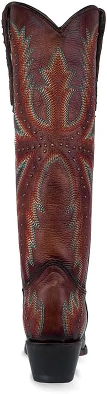 CORRAL LADIE'S BROWN EMBROIDERY & STUDS TALL TOP, CORRAL LARGE 52.0 X 32.0 X 11.5 SOLE,COWHIDE LEATHER, WESTERN BOOT, C4068