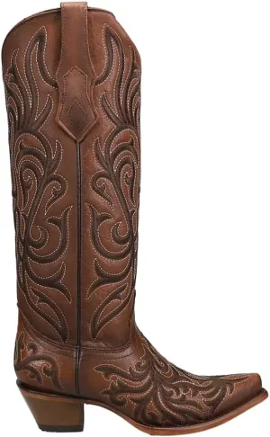 CORRAL LADIE'S BROWN PATTERN EMBROIDERY, LEATHER SOLE, COWHIDE LEATHER, WESTERN BOOT, Z5298