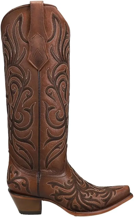 CORRAL LADIE'S BROWN PATTERN EMBROIDERY, LEATHER SOLE, COWHIDE LEATHER, WESTERN BOOT, Z5298