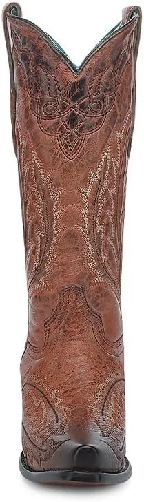 CORRAL LADIE'S COGNAC EMBROIDERY, LEATHER SOLE, COWHIDE LEATHER, WESTERN BOOT, Z5346