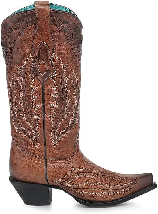 CORRAL LADIE'S COGNAC EMBROIDERY, LEATHER SOLE, COWHIDE LEATHER, WESTERN BOOT, Z5346