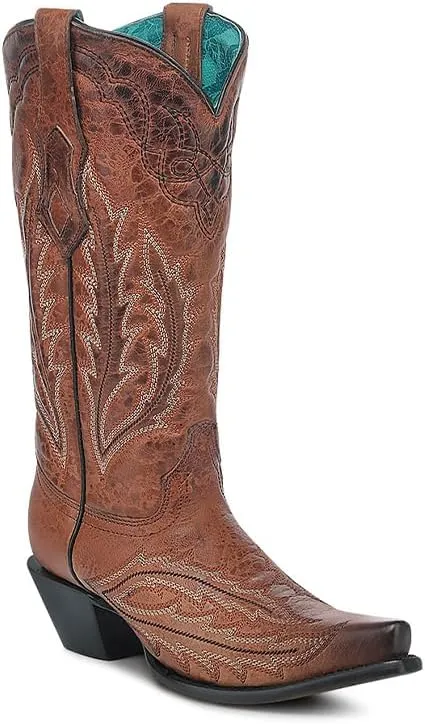 CORRAL LADIE'S COGNAC EMBROIDERY, LEATHER SOLE, COWHIDE LEATHER, WESTERN BOOT, Z5346