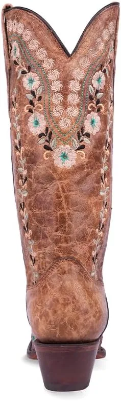 CORRAL LADIE'S COGNAC FLOWERED EMBROIDERY GLOW COLLECTION, CORRAL 43.8 X 34.8 X 11.0 SOLE,COWHIDE LEATHER, WESTERN BOOT, A4439
