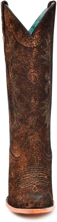 CORRAL LADIE'S COPPER-BLACK METALLIZED LEATHER & EMBROIDERY POINTED TOE, LEATHER SOLE, COWHIDE LEATHER, URBAN BOOTS, Z5240