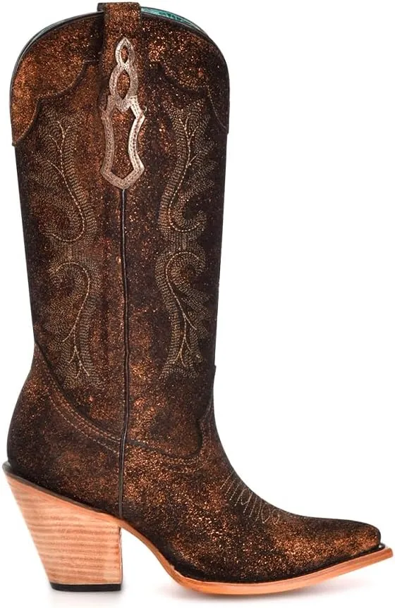 CORRAL LADIE'S COPPER-BLACK METALLIZED LEATHER & EMBROIDERY POINTED TOE, LEATHER SOLE, COWHIDE LEATHER, URBAN BOOTS, Z5240