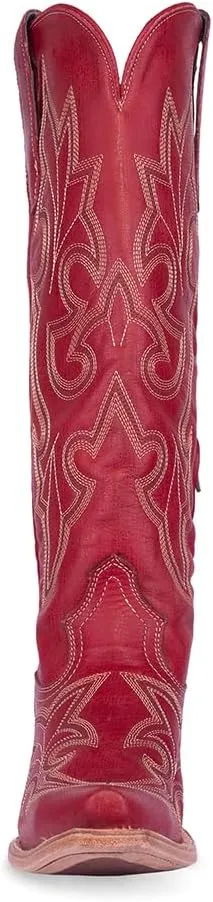 CORRAL LADIE'S RED EMBROIDERY TALL TOP, CORRAL LARGE 65X35 SOLE,COWHIDE LEATHER, WESTERN BOOT, A4465