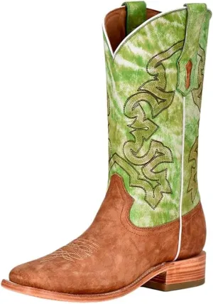 CORRAL MEN'S BROWN EMBROIDERY NARROW SQ. TOE, LEATHER WITH RUBBER INSERT SOLE, WESTERN A4229