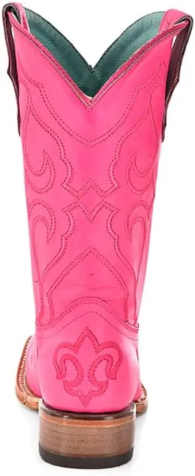 CORRAL TEEN'S FUCHSIA LEATHER AND EMBROIDERY SQ. TOE, LEATHER SOLE, COWHIDE LEATHER, WESTERN BOOTS, T0166