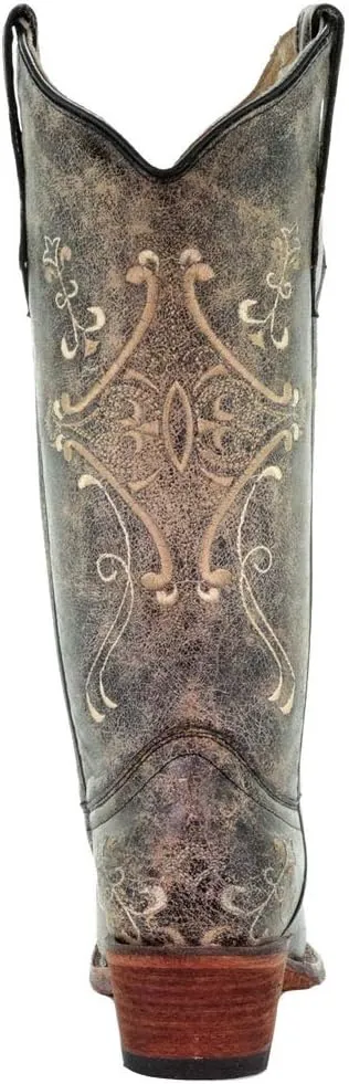 Corral Womens Black Crackle/Bone Embroidery, Size: