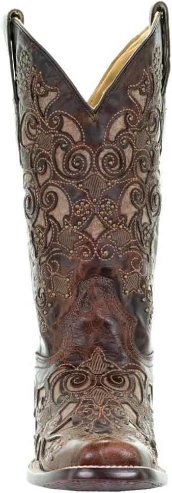 CORRAL Women's Inlay and Stud Accents Boot Square Toe