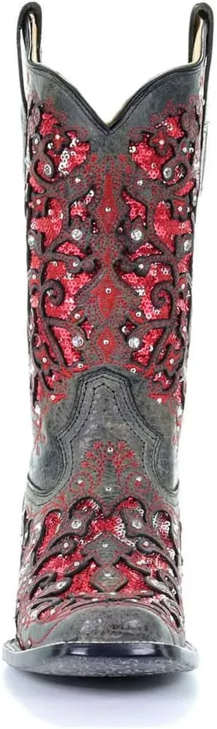 CORRAL Women's LD Embroidery Decorated 11.5in Shaft Square Toe Leather Western Boot
