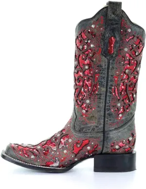 CORRAL Women's LD Embroidery Decorated 11.5in Shaft Square Toe Leather Western Boot