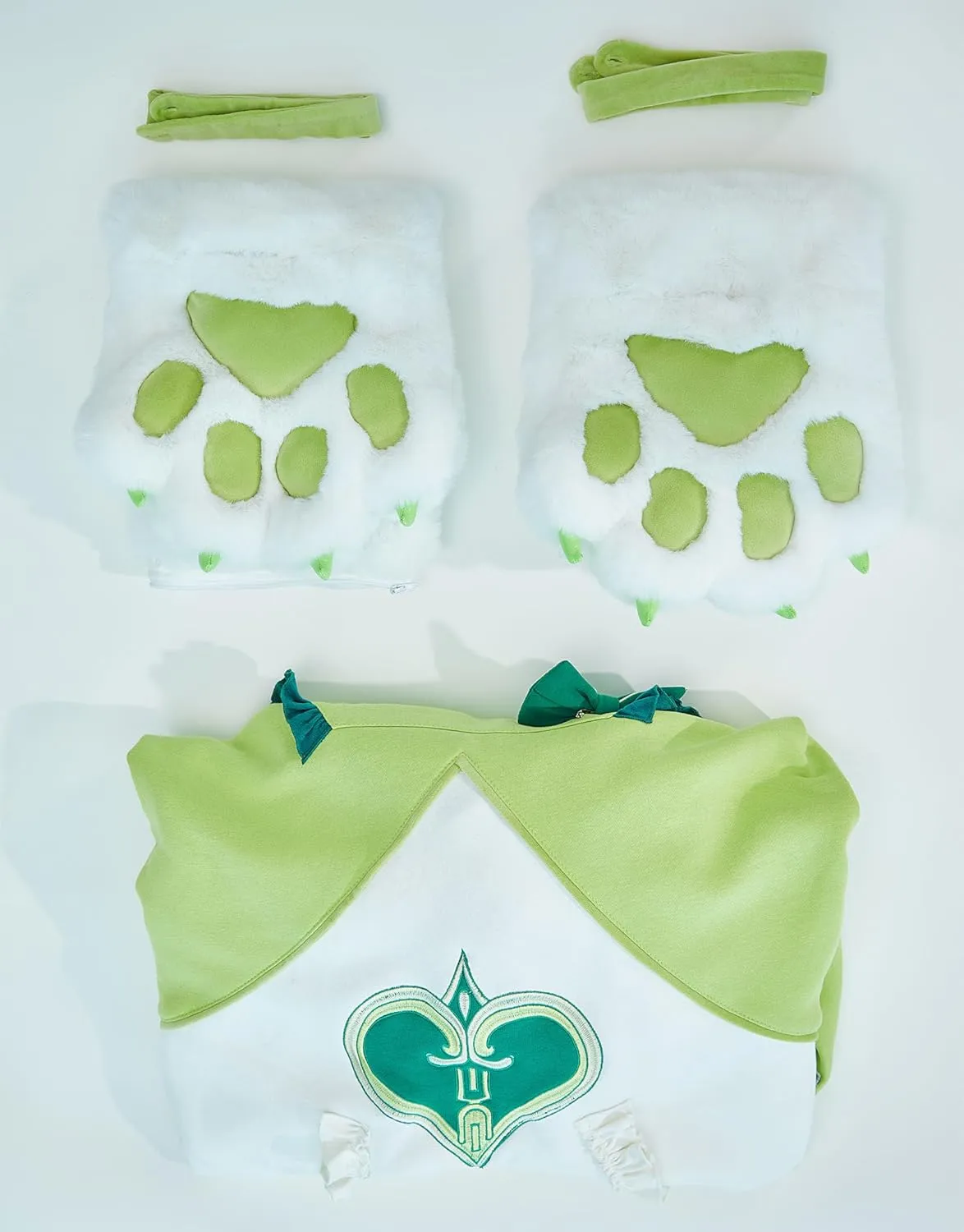 Cosplay.fm Pullover Hoodie with Detachable Paw Sleeves Furry Paw Gloves Bag Bunny Ear Sweatshirt Nahida Cosplay Costume