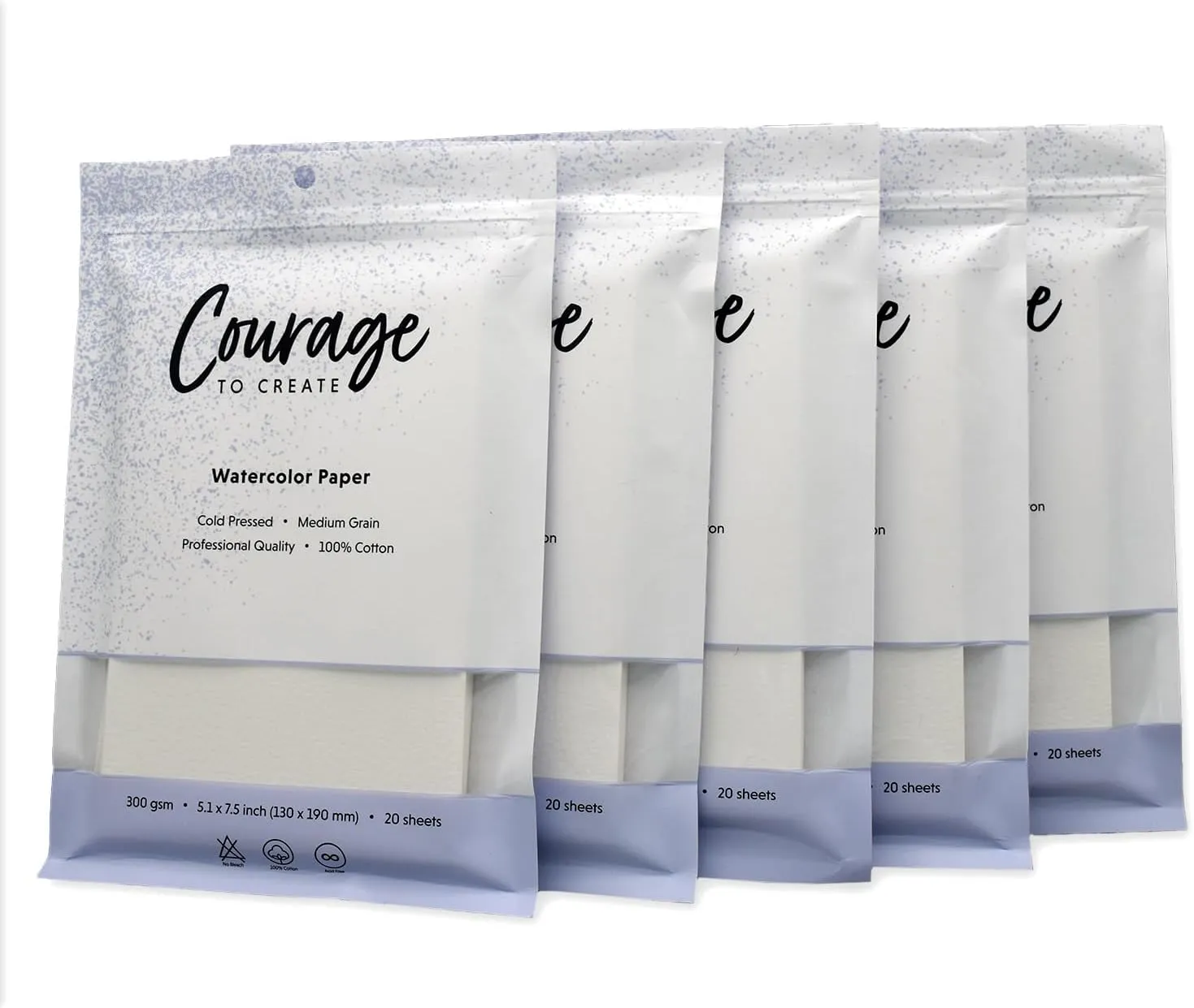 Courage to Create Bulk Watercolor Paper - 100% Cotton, 5x7” Cold Press, 140 lb - 100 Sheets Professional Quality
