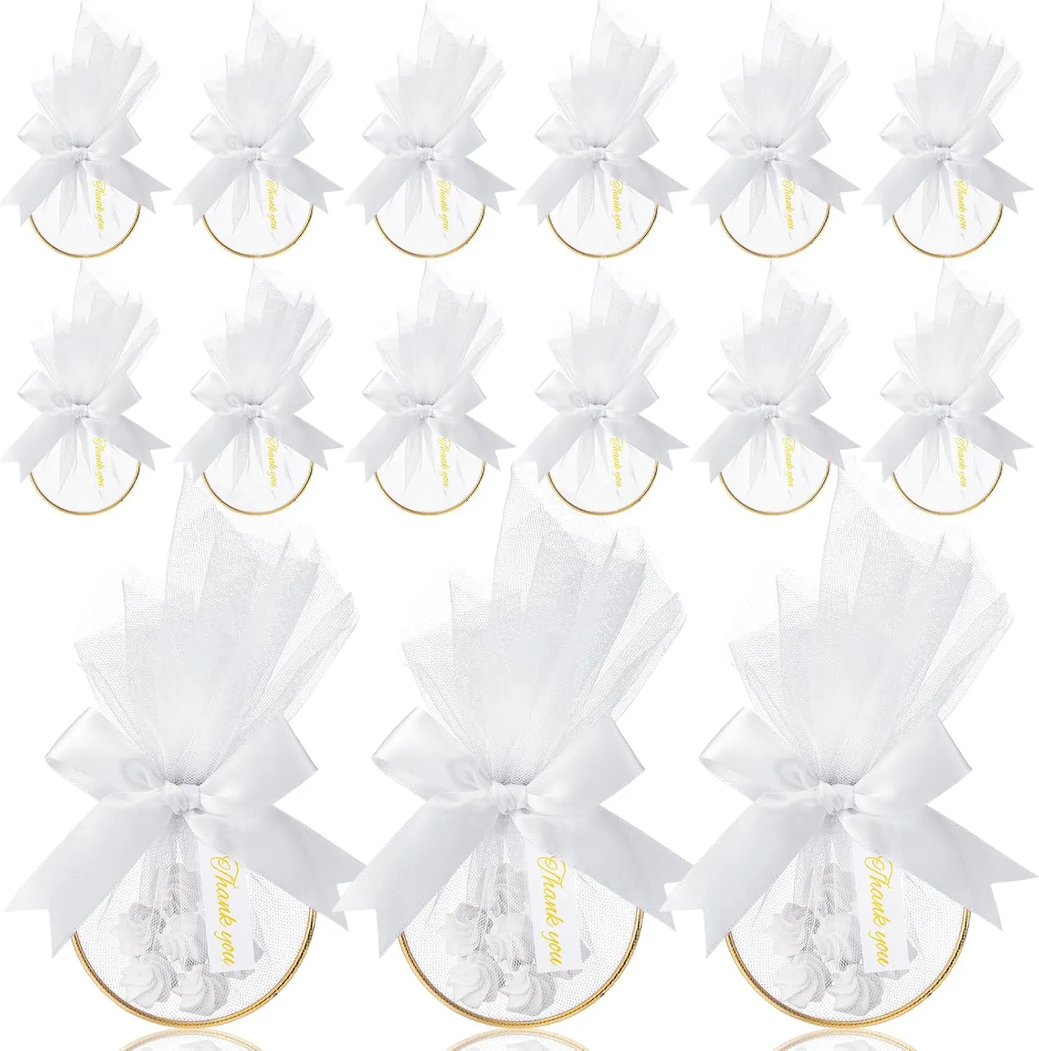 CPEGHDVM 50 Pcs 5.9 * 2.7in Wedding Favor Bags DIY Party Candy Favors Pouches Party Favors for Guests for Wedding Bridal Shower Baby Shower Birthday Party Decoration (White)